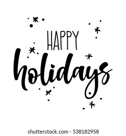 Happy Holidays Handlettering Text Handmade Vector Stock Vector (Royalty ...