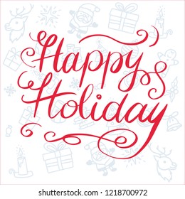 Happy Holidays Handmade Drawn Greetings Card Decoration