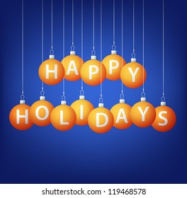 Happy Holidays hanging bauble card in vector format.