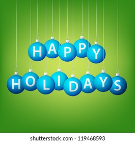 Happy Holidays hanging bauble card in vector format.