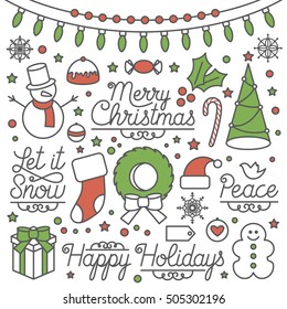 Happy Holidays Illustrations and Type