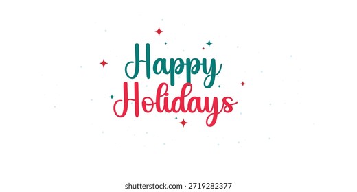Felices fiestas de caligrafía de escritura de letras. Sofisticada tarjeta de Días festivos felices con acentos de estrellas Clásico y atemporal Días festivos felices creativos modernos