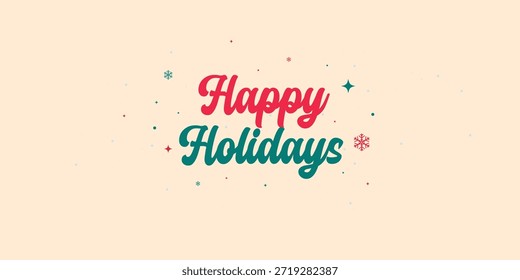 Felices fiestas de caligrafía de escritura de letras. Sofisticada tarjeta de Días festivos felices con acentos de estrellas Clásico y atemporal Días festivos felices creativos modernos