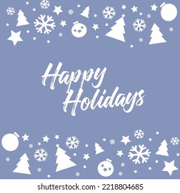 Happy Holidays light blue banner vector illustration.
