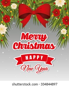 Happy holidays and merry christmas card design, vector illustration.