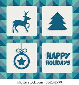 Happy holidays and Merry Christmas card design, vector illustration.