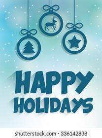 Happy holidays and Merry Christmas card design, vector illustration.