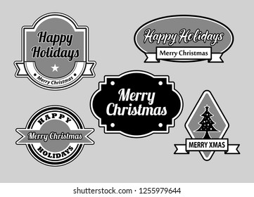 Happy holidays and Merry Christmas label badges. Good use for badge, symbol, sticker, or any design you want. 