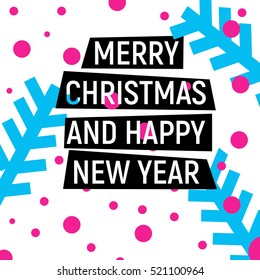 Happy Holidays Merry Christmas and New Year with tree branch 