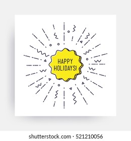 Happy holidays Merry Christmas New Year Design, Linear Flat Icon. Simple vector illustrations for greeting card, posters, print, mobile phoned designs, ads, promotional  Golden Yellow black white