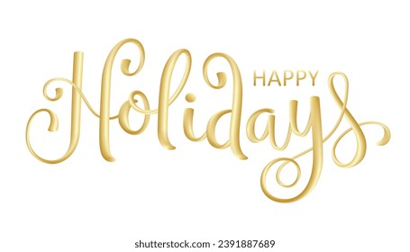 HAPPY HOLIDAYS metallic gold vector brush calligraphy banner