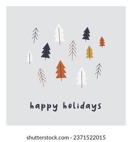 Happy holidays. Minimalistic card design. Set for branding cover, card, posters. Card template