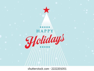 happy holidays with modern art christmas tree winter theme background advertisement brochure template banner website cover product package design presentation.