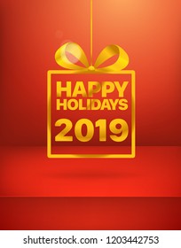 Happy holidays. New 2019 year greeting card. Vector illustration