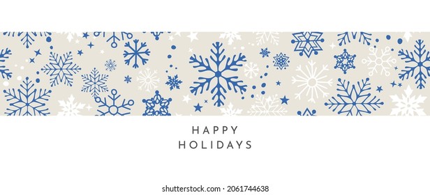 Happy Holidays and Happy New Year seamless background vector. Holiday doodle and drawing greeting Card Vector.