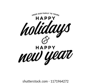 Happy Holidays and Happy New Year Vector Typography Text for greeting cards, holiday cards, social media, posters, flyers, marketing, advertisements