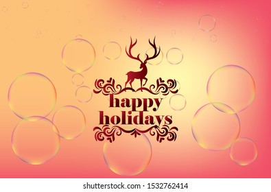 happy holidays on abstract bubbles background, vector eps 10