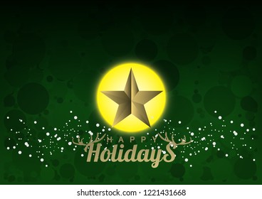 happy holidays on green color background, vector eps 10.
