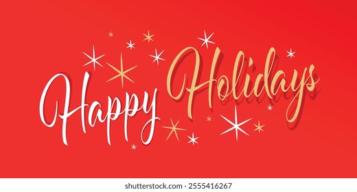Happy holidays on red background