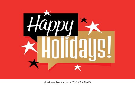 Happy holidays on red background
