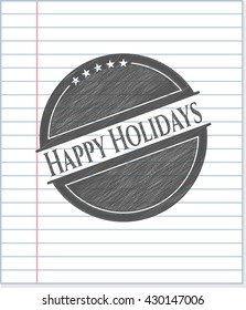 Dibujo del lápiz de las vacaciones felices