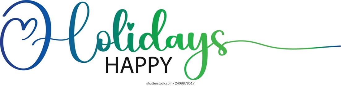 Happy holidays phrase. Modern pen vector calligraphy. Greeting holiday card, Christmas and New Year phrase. Ink illustration isolated on white. Hand lettering inscription to winter holiday design