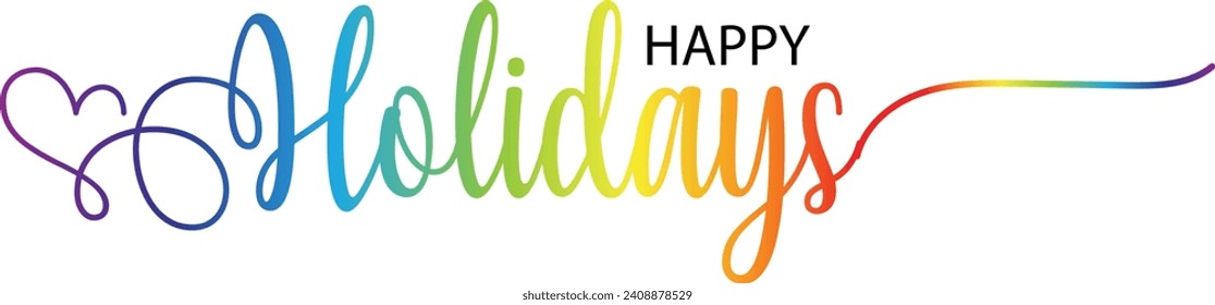 Happy holidays phrase. Modern pen vector calligraphy. Greeting holiday card, Christmas and New Year phrase. Ink illustration isolated on white. Hand lettering inscription to winter holiday design