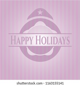 Happy Holidays pink emblem. Retro