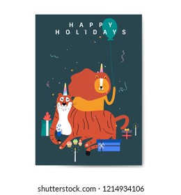 Happy holidays postcard design vector