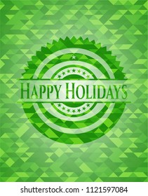 Happy Holidays realistic green mosaic emblem