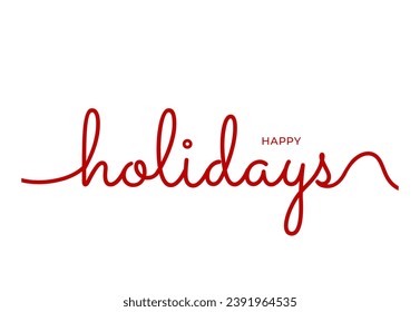 Happy Holidays Red Handwriting Lettering Calligraphy. Modern Red Vector Happy holidays phrase. Holiday card, Christmas and New Year phrase.