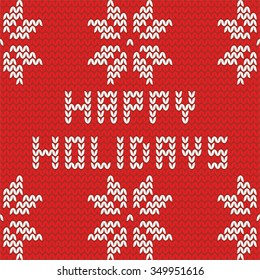 Happy holidays red knitting vector card