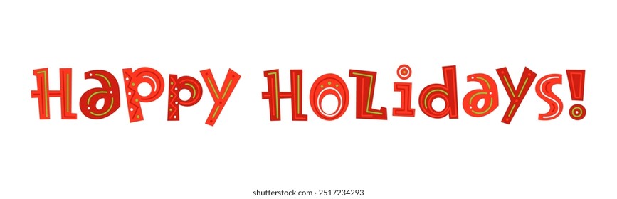 ANUNCIO de letras de mano decorativo de Vector rojo de DÍAS FESTIVOS FELICES