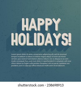 happy holidays retro 3d greeting card