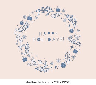 Happy Holidays Round Ornament. Seasonal illustration