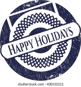 Happy Holidays rubber grunge seal