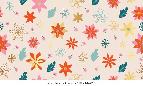 Happy Holidays Seamless background pattern vector. Happy New year 2021 wallpaper. Happy Winter patterns design concept for fabric, cover, invitation card, Banner, social media story and post.