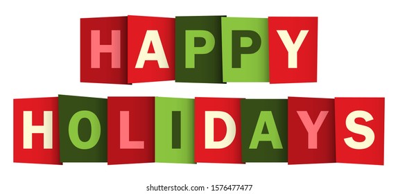 HAPPY HOLIDAYS seasonal red and green vector typography banner