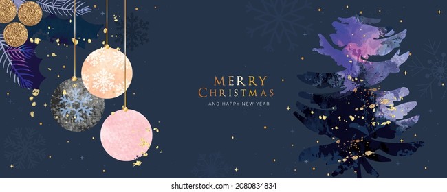 Happy Holidays,  season's greetings and new year vector template with Christmas element decoration 
