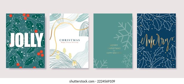 Happy Holidays, season's greetings and new year vector template cards with Christmas element decoration