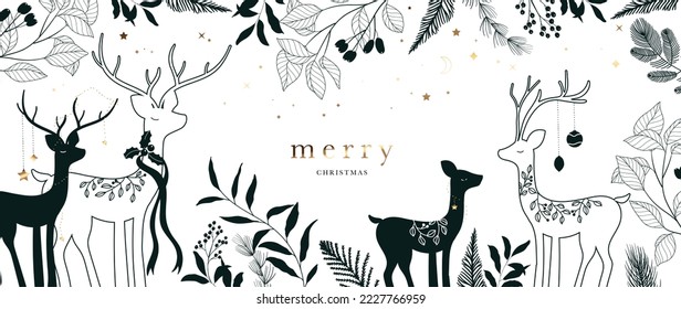 Happy Holidays, season's greetings and new year vector template with Christmas element decoration