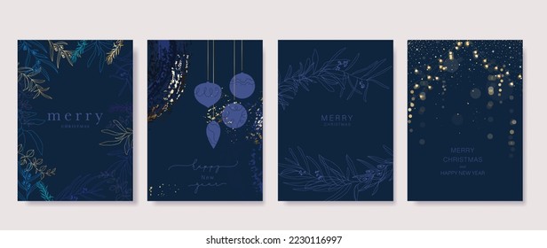 Happy Holidays, season's greetings and new year vector template with Christmas element decoration