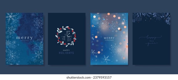 Happy Holidays, season's greetings and new year vector template with Christmas element decoration