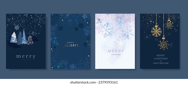 Happy Holidays, season's greetings and new year vector template with Christmas element decoration