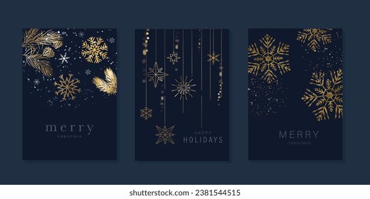 Happy Holidays, season's greetings and new year vector template with Christmas element decoration