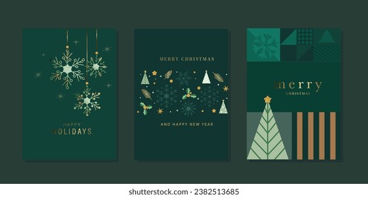 Happy Holidays, season's greetings and new year vector template with Christmas element decoration