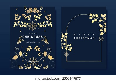 Happy Holidays, season's greetings and new year vector template with Christmas element decoration