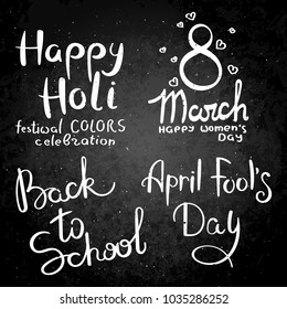 Happy holidays. Set of hand drawn vector lettering phrases. Modern motivating calligraphy decor for wall, poster, prints, cards, t-shirts and other