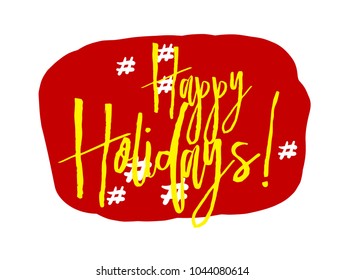 Happy holidays, sign with red comic pop art label