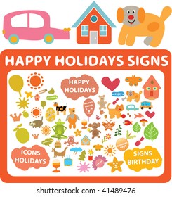 happy holidays signs. vector